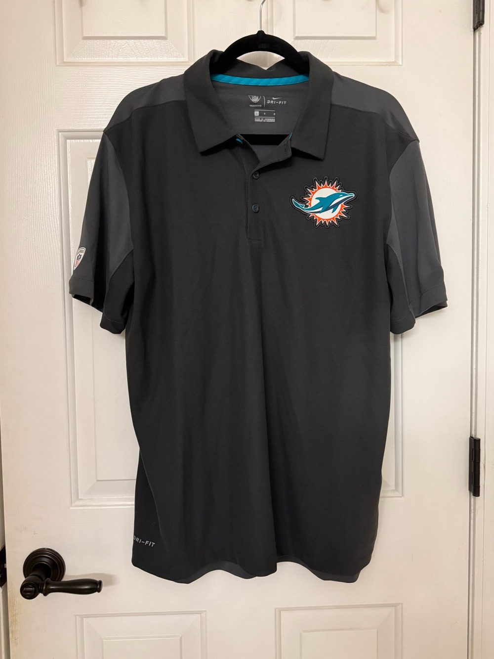 NFL Miami Dolphins Nike Dri-fit 2 tone Gray Polo w Logo